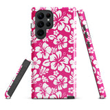 Hot Pink and White Hawaiian Flowers Tough Case for Samsung® Galaxy Phone