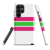 Hot Pink and Lime Green Classic Surf Stripes Tough Case for Samsung® Phone