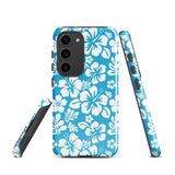 Aqua Blue and White Hawaiian Flowers Tough Case for Samsung® Galaxy Phone