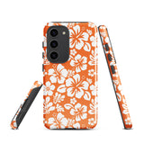 Orange and White Hawaiian Flowers Tough Case for Samsung® Galaxy Phone