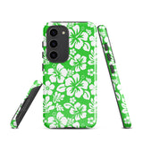 Lime Green and White Hawaiian Flowers Tough Case for Samsung® Galaxy Phone