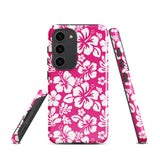 Hot Pink and White Hawaiian Flowers Tough Case for Samsung® Galaxy Phone