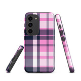 Pink, White and Blue Surfer Plaid Tough Case for Samsung® Galaxy Phone