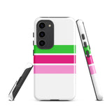 Preppy Lime Green and Pinks Classic Surf Stripes Tough Case for Samsung® Galaxy Phone