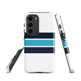 Navy Blue and Aqua Classic Surf Stripes Tough Case for Samsung® Phone