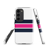 Navy Blue and Hot Pink Classic Surf Stripes Tough Case for Samsung® Phone