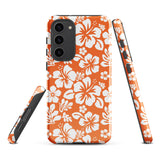 Orange and White Hawaiian Flowers Tough Case for Samsung® Galaxy Phone