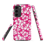 Hot Pink and White Hawaiian Flowers Tough Case for Samsung® Galaxy Phone