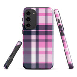 Pink, White and Blue Surfer Plaid Tough Case for Samsung® Galaxy Phone