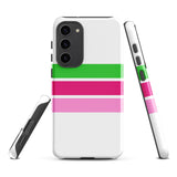 Preppy Lime Green and Pinks Classic Surf Stripes Tough Case for Samsung® Galaxy Phone