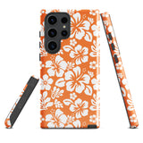 Orange and White Hawaiian Flowers Tough Case for Samsung® Galaxy Phone