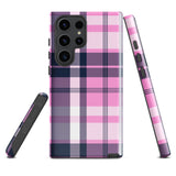 Pink, White and Blue Surfer Plaid Tough Case for Samsung® Galaxy Phone