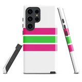 Hot Pink and Lime Green Classic Surf Stripes Tough Case for Samsung® Phone