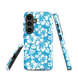 Aqua Blue and White Hawaiian Flowers Tough Case for Samsung® Galaxy Phone