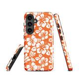 Orange and White Hawaiian Flowers Tough Case for Samsung® Galaxy Phone