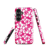 Hot Pink and White Hawaiian Flowers Tough Case for Samsung® Galaxy Phone