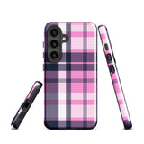 Pink, White and Blue Surfer Plaid Tough Case for Samsung® Galaxy Phone