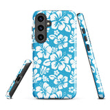 Aqua Blue and White Hawaiian Flowers Tough Case for Samsung® Galaxy Phone