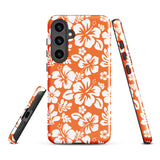 Orange and White Hawaiian Flowers Tough Case for Samsung® Galaxy Phone