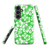 Lime Green and White Hawaiian Flowers Tough Case for Samsung® Galaxy Phone