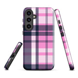 Pink, White and Blue Surfer Plaid Tough Case for Samsung® Galaxy Phone