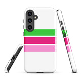 Preppy Lime Green and Pinks Classic Surf Stripes Tough Case for Samsung® Galaxy Phone