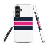 Navy Blue and Hot Pink Classic Surf Stripes Tough Case for Samsung® Phone