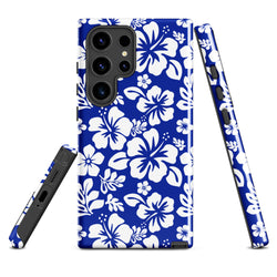 Royal Blue and White Hawaiian Flowers Tough Case for Samsung® Galaxy Phone