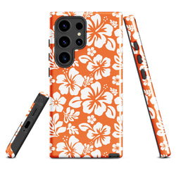 Orange and White Hawaiian Flowers Tough Case for Samsung® Galaxy Phone