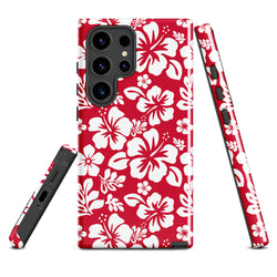 Red and White Hawaiian Flowers Tough Case for Samsung® Galaxy Phone