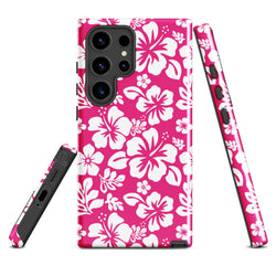 Hot Pink and White Hawaiian Flowers Tough Case for Samsung Galaxy Phone