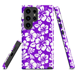 Purple and White Hawaiian Flowers Tough Case for Samsung Galaxy Phone