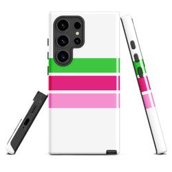 Preppy Lime Green and Pinks Classic Surf Stripes Tough Case for Samsung® Galaxy Phone