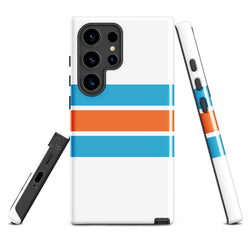 Aqua Blue and Orange Classic Surf Stripes Tough Case for Samsung Phone