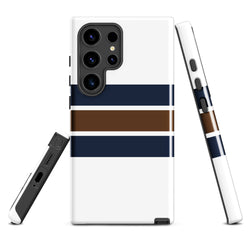 Navy Blue and Brown Classic Surf Stripes Tough Case for Samsung Phone