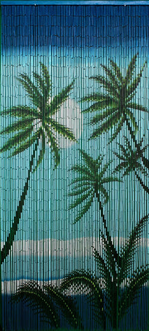 Palm Trees in the Ocean Breeze Bamboo Door Curtain