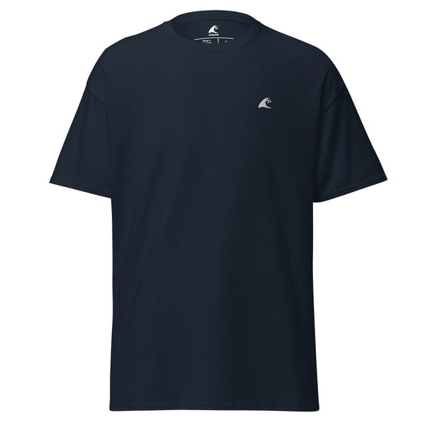 Navy Blue Cotton T-Shirt with White Embroidered Epic Wave Logo – Extremely Stoked® Surf-Style Tee