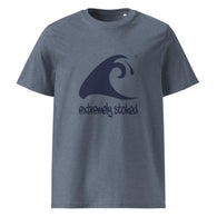 Extremely Stoked Epic Wave on Heather Blue Organic Cotton T-Shirt - Eco Apparel by Extremely Stoked®