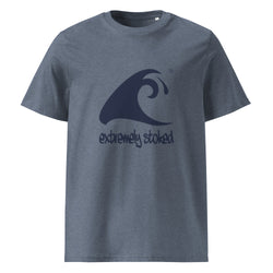 Extremely Stoked Epic Wave on Heather Blue Organic Cotton T-Shirt