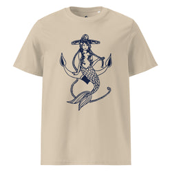 Mermaid on Anchor Khaki Organic Cotton T-Shirt