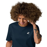 Navy Blue Organic Cotton T-Shirt with White Extremely Stoked Epic Wave Logo (Embroidered) - Extremely Stoked