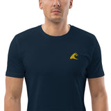 Navy Blue Organic Cotton T-Shirt with Gold Extremely Stoked Epic Wave Logo (Embroidered) - Extremely Stoked