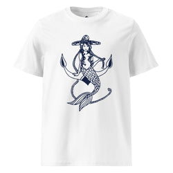 Mermaid on Anchor White Organic Cotton T-Shirt