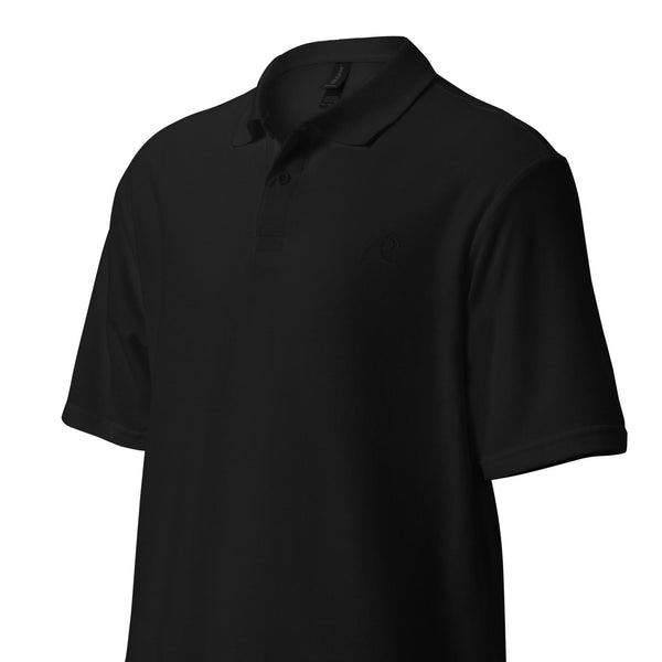 Black Cotton Polo Shirt with Extremely Stoked Black Epic Wave Logo - Extremely Stoked