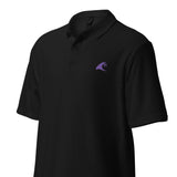 Black Cotton Polo Shirt with Extremely Stoked Purple Epic Wave Logo - Extremely Stoked