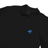 Black Cotton Polo Shirt with Extremely Stoked Aqua Blue Epic Wave Logo - Extremely Stoked