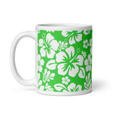 Lime Green and White Hawaiian Flowers Coffee Mug - Extremely Stoked