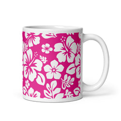 Hot Pink and White Hawaiian Flowers Coffee Mug
