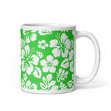 Lime Green and White Hawaiian Flowers Coffee Mug - Extremely Stoked