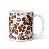 Brown and White Hawaiian Flowers Coffee Mug - Extremely Stoked
